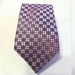 Ermenegildo Zegna Mens Gorgeous Purple/ Lavender Colorblock Pattern Tie